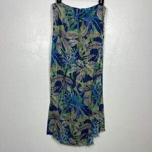 J. McLaughlin Tropical Leaf Print Fringe Trim Wool Scarf